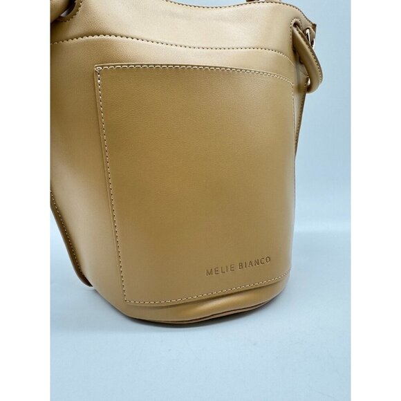 MELIE BIANCO Miriam vegan leather top handle bucket satchel crossbody - Tan - Picture 5 of 9